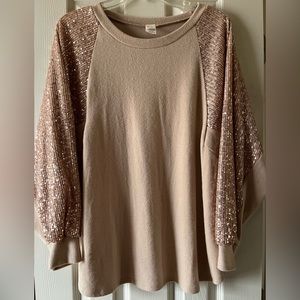 NWOT NYE Sequin Sleeve Top